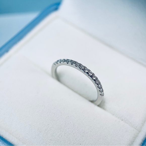 Jewelry - S925 Half Eternity Ring Band in 18K Gold Plated Moissanite Stones